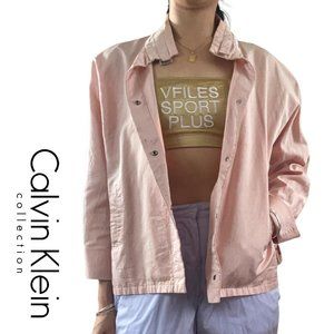calvin klein collection boxy pastel pink light silk jacket size S-M